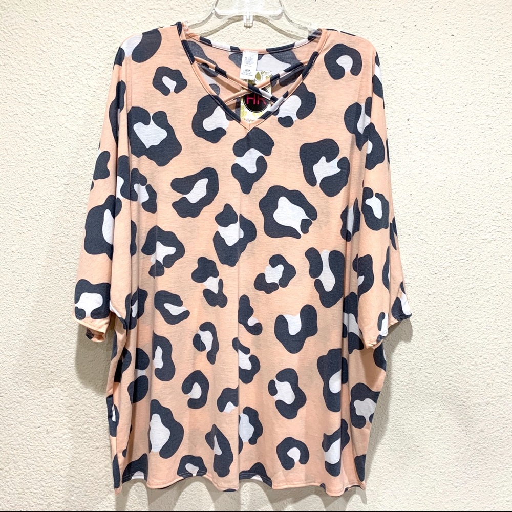 Plus Size Peach Animal Prints Tops (NWT)
